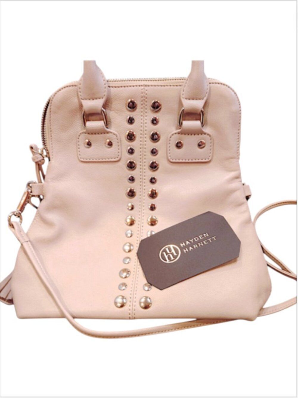 NEW Hayden Harnett Studded Blush Leather 2-in 1 Hand Bag / Cross Body w/Dust Bag